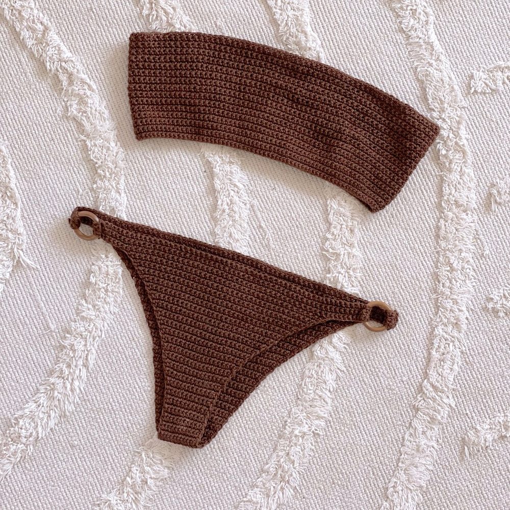 Ingrid Crochet Chocolate Brown Brazilian Bikini, Hand Crocheted, XS